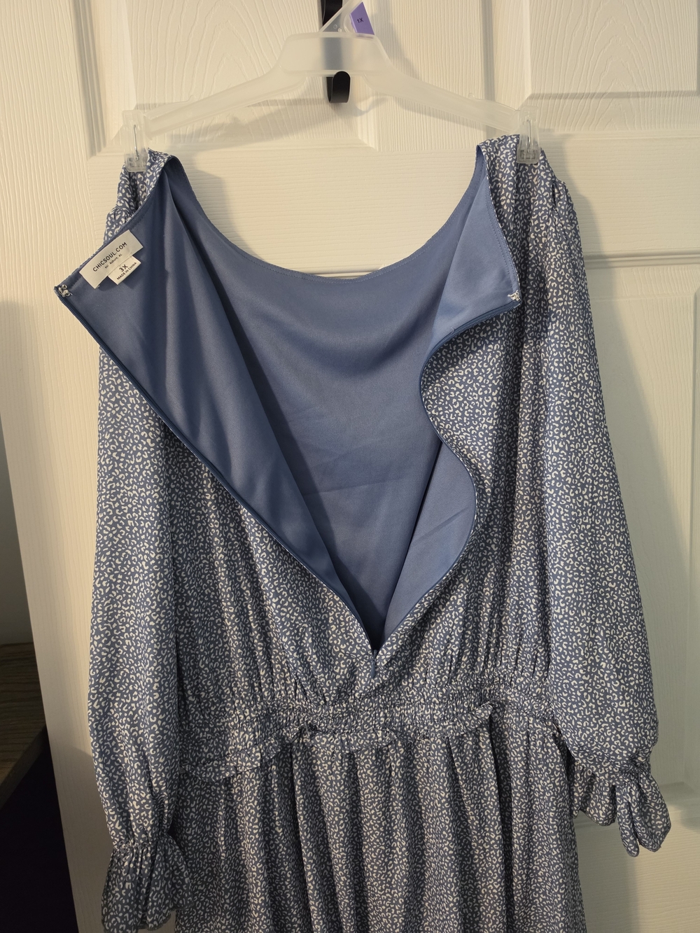 Light Blue Ruffle Hem Mini Dress - Picture 3 of 5